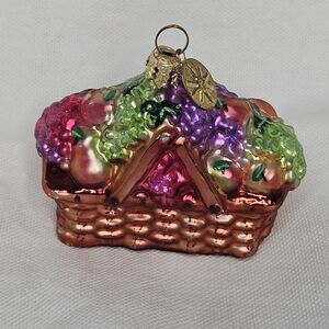 Christopher Radko Longaberger Gathering Basket Gem Fruit Christmas Ornament Vtg